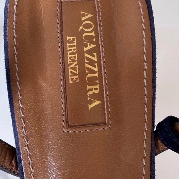 Aquazzura Wild Thing 50 fringed blue suede City sandal size IT 42 - Picture 8 of 10